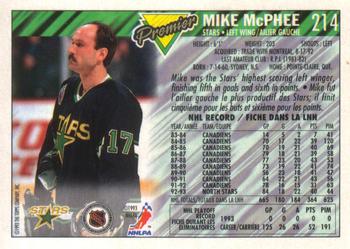 1993-94 O-Pee-Chee Premier #214 Mike McPhee Back