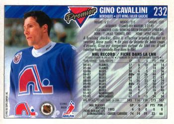 1993-94 O-Pee-Chee Premier #232 Gino Cavallini Back