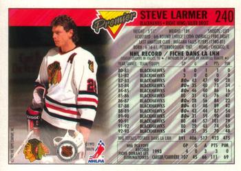 1993-94 O-Pee-Chee Premier #240 Steve Larmer Back