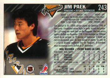 1993-94 O-Pee-Chee Premier #243 Jim Paek Back