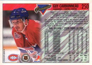 1993-94 O-Pee-Chee Premier #250 Guy Carbonneau Back