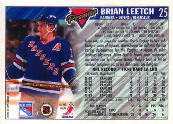 1993-94 O-Pee-Chee Premier #25 Brian Leetch Back