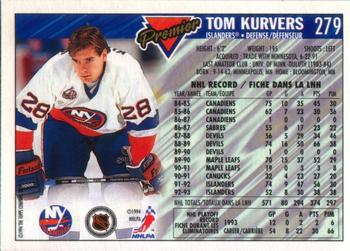 1993-94 O-Pee-Chee Premier #279 Tom Kurvers Back