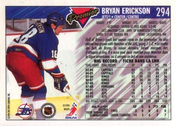 1993-94 O-Pee-Chee Premier #294 Bryan Erickson Back