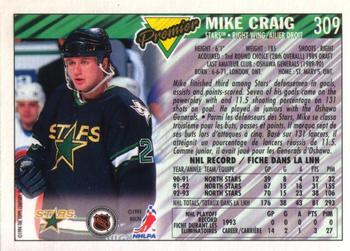 1993-94 O-Pee-Chee Premier #309 Mike Craig Back