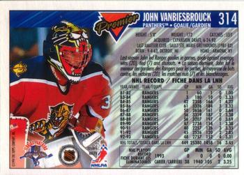 1993-94 O-Pee-Chee Premier #314 John Vanbiesbrouck Back