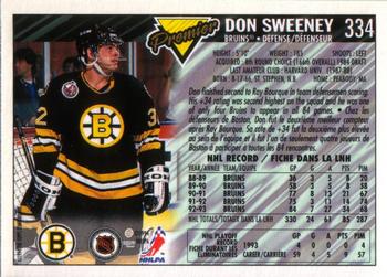 1993-94 O-Pee-Chee Premier #334 Don Sweeney Back