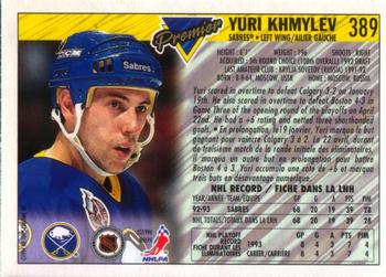 1993-94 O-Pee-Chee Premier #389 Yuri Khmylev Back