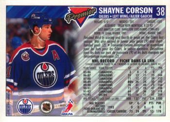 1993-94 O-Pee-Chee Premier #38 Shayne Corson Back