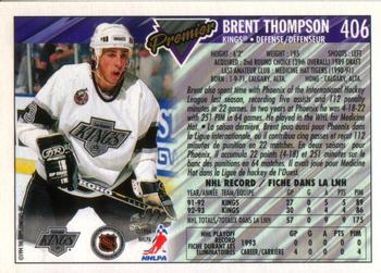 1993-94 O-Pee-Chee Premier #406 Brent Thompson Back