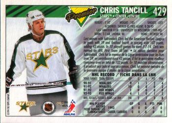 1993-94 O-Pee-Chee Premier #429 Chris Tancill Back