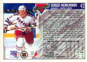 1993-94 O-Pee-Chee Premier #42 Sergei Nemchinov Back