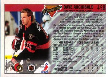 1993-94 O-Pee-Chee Premier #458 Dave Archibald Back