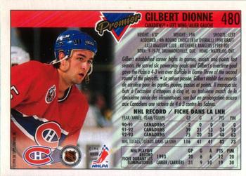 1993-94 O-Pee-Chee Premier #480 Gilbert Dionne Back