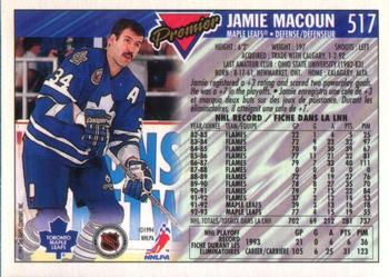 1993-94 O-Pee-Chee Premier #517 Jamie Macoun Back