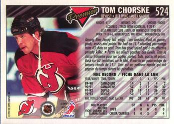 1993-94 O-Pee-Chee Premier #524 Tom Chorske Back