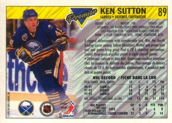 1993-94 O-Pee-Chee Premier #89 Ken Sutton Back