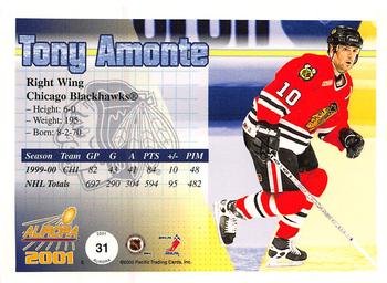 2000-01 Pacific Aurora - Pinstripes #31 Tony Amonte Back