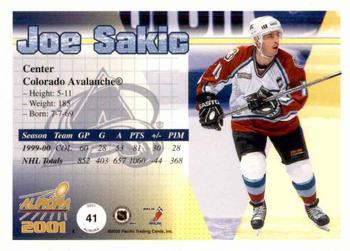 2000-01 Pacific Aurora - Pinstripes #41 Joe Sakic Back
