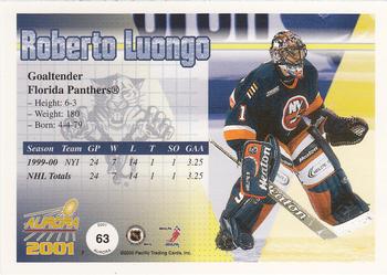 2000-01 Pacific Aurora - Pinstripes #63 Roberto Luongo Back