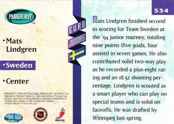 1993-94 Parkhurst #534 Mats Lindgren Back