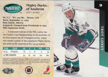 1993-94 Parkhurst #9 Troy Loney Back