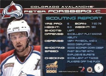 2000-01 Pacific Aurora - Scouting Reports #5 Peter Forsberg Back