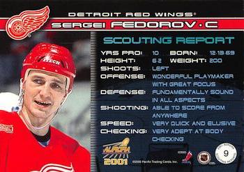 2000-01 Pacific Aurora - Scouting Reports #9 Sergei Fedorov Back
