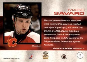 2000-01 Pacific Crown Royale - Game-Worn Jerseys #5 Marc Savard Back