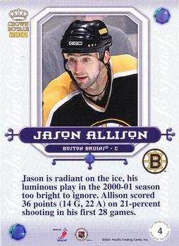 2000-01 Pacific Crown Royale - Jewels of the Crown #4 Jason Allison Back