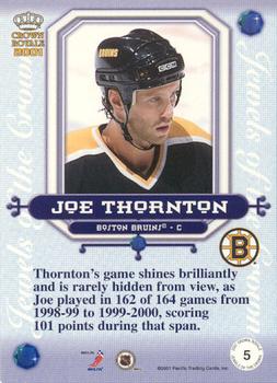 2000-01 Pacific Crown Royale - Jewels of the Crown #5 Joe Thornton Back