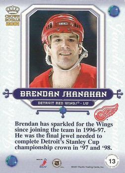 2000-01 Pacific Crown Royale - Jewels of the Crown #13 Brendan Shanahan Back