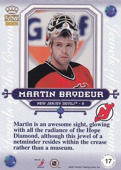 2000-01 Pacific Crown Royale - Jewels of the Crown #17 Martin Brodeur Back