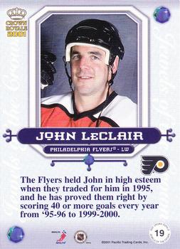 2000-01 Pacific Crown Royale - Jewels of the Crown #19 John LeClair Back