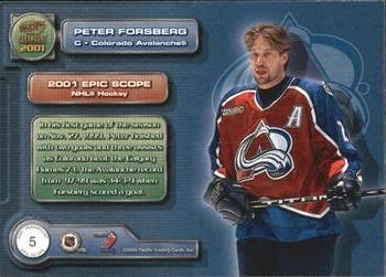 2000-01 Pacific Paramount - Epic Scope #5 Peter Forsberg Back