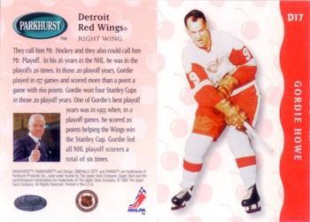 1993-94 Parkhurst - Cherry's Playoff Heroes #D17 Gordie Howe Back