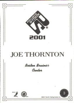 2000-01 Pacific Private Stock - Artist's Canvas #3 Joe Thornton Back