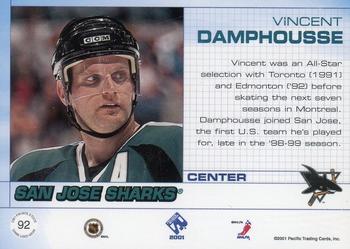 2000-01 Pacific Private Stock - Game Gear #92 Vincent Damphousse Back