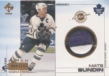 2000-01 Pacific Private Stock - Game Gear Patches #99 Mats Sundin Front