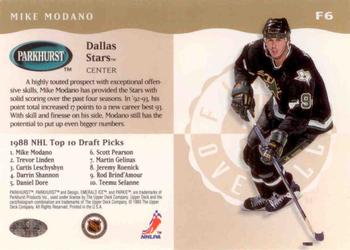 1993-94 Parkhurst - First Overall #F6 Mike Modano Back