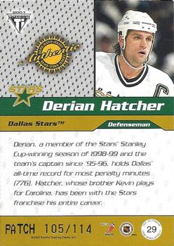2000-01 Pacific Private Stock Titanium Draft Day - Patches #29 Derian Hatcher Back