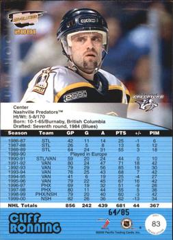 2000-01 Pacific Revolution - Shadow Series Blue #83 Cliff Ronning Back