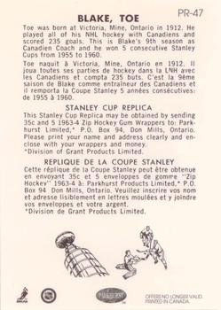 1993-94 Parkhurst - Parkie Reprints #PR-47 Toe Blake Back