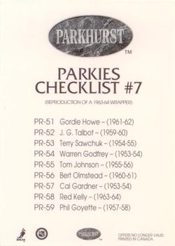 1993-94 Parkhurst - Parkie Reprints #CL7 Parkies Checklist 7 Back
