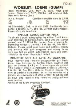 1993-94 Parkhurst - Parkie Reprints #PR-41 Gump Worsley Back