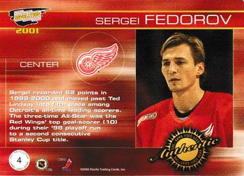 2000-01 Pacific Revolution - NHL Game Gear #4 Sergei Fedorov Back
