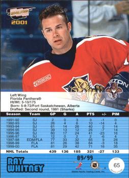2000-01 Pacific Revolution - Red #65 Ray Whitney Back