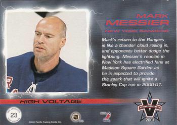 2000-01 Pacific Vanguard - High Voltage #23 Mark Messier Back