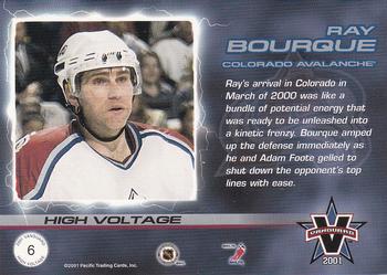 2000-01 Pacific Vanguard - High Voltage #6 Ray Bourque Back