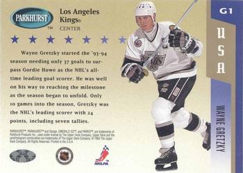 1993-94 Parkhurst - USA / Canada Gold #G1 Wayne Gretzky Back